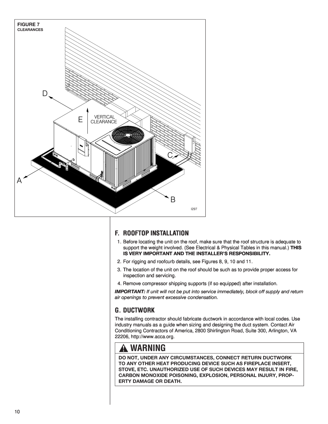 Heat Controller A-13 installation instructions F. Rooftop Installation, G. Ductwork 
