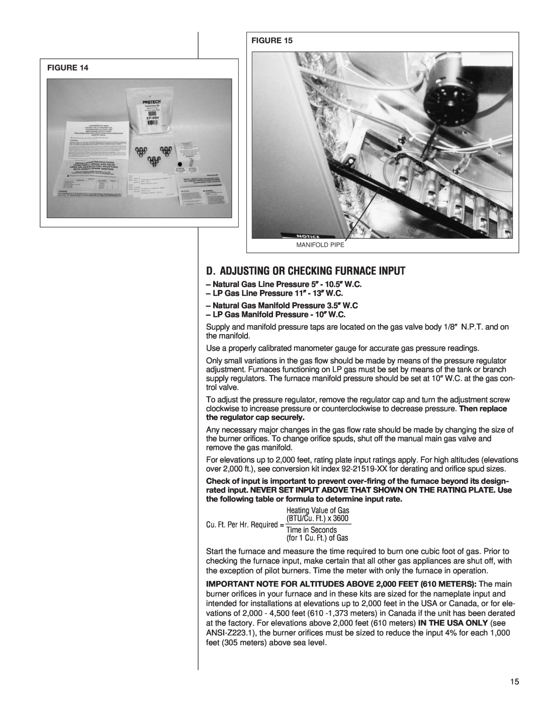Heat Controller A-13 installation instructions D. Adjusting Or Checking Furnace Input 