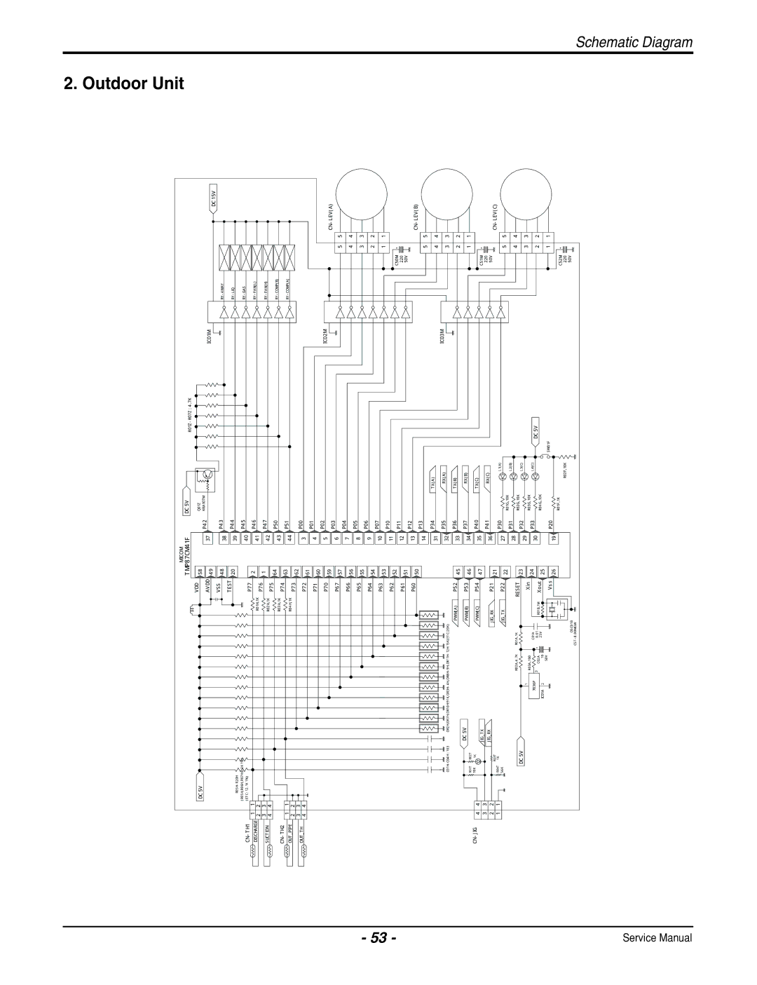 Heat Controller B-MMH09FA-1, B-MMH12FA-1, B-MMC12FA-1, B-MMC09FA-1, A-MMH24FA-1, A-MMH36FA-1 manual Outdoor Unit, TMP87CM41F 