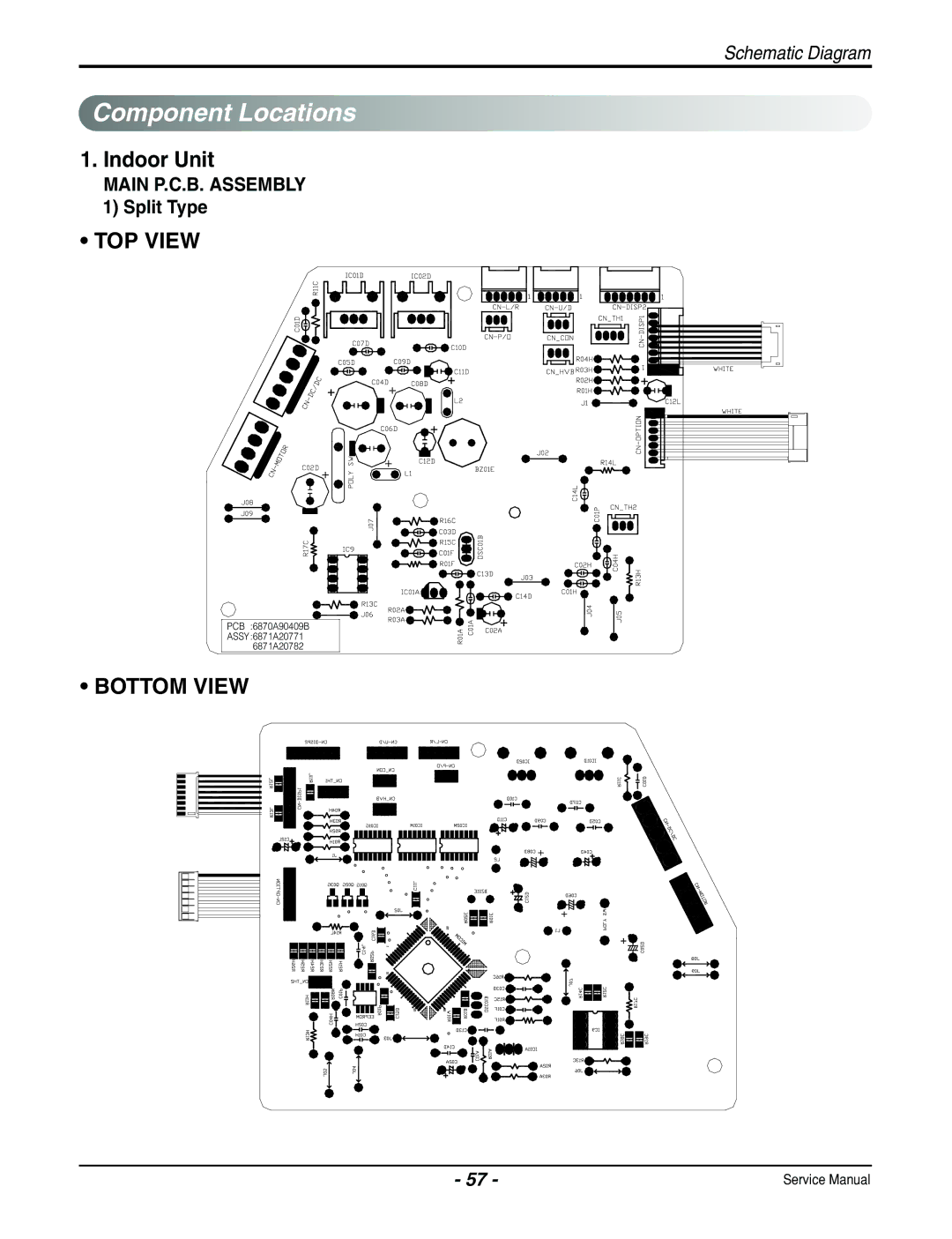 Heat Controller A-MMC24FA-1, B-MMH12FA-1, B-MMC12FA-1, B-MMC09FA-1, B-MMH09FA-1, A-MMH24FA-1 Component Locations, Bottom View 