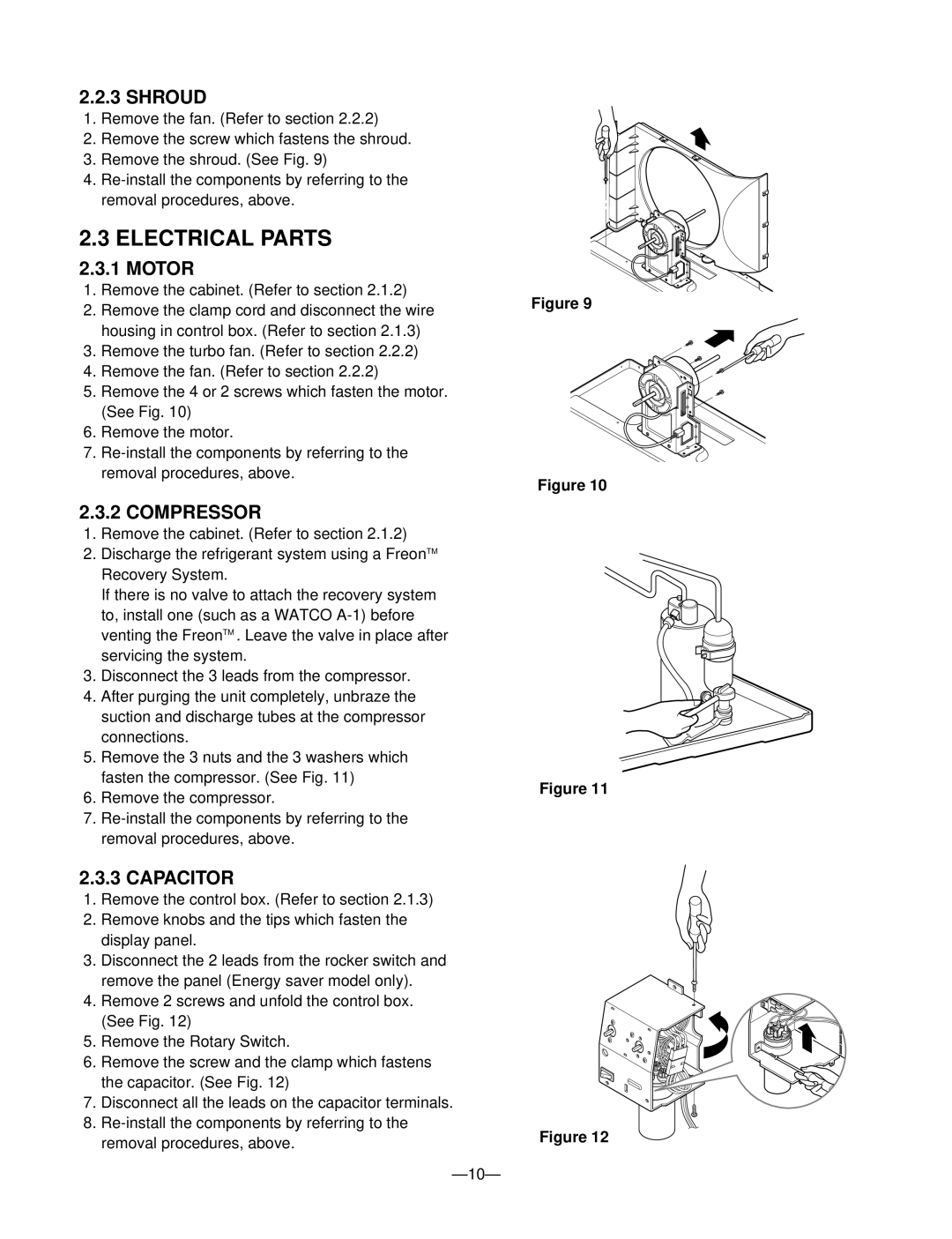 Heat Controller BD-101, BD-123, BDE-103, BDE-123, BD-81 manual Electrical Parts, Shroud, Motor, Compressor, Capacitor 