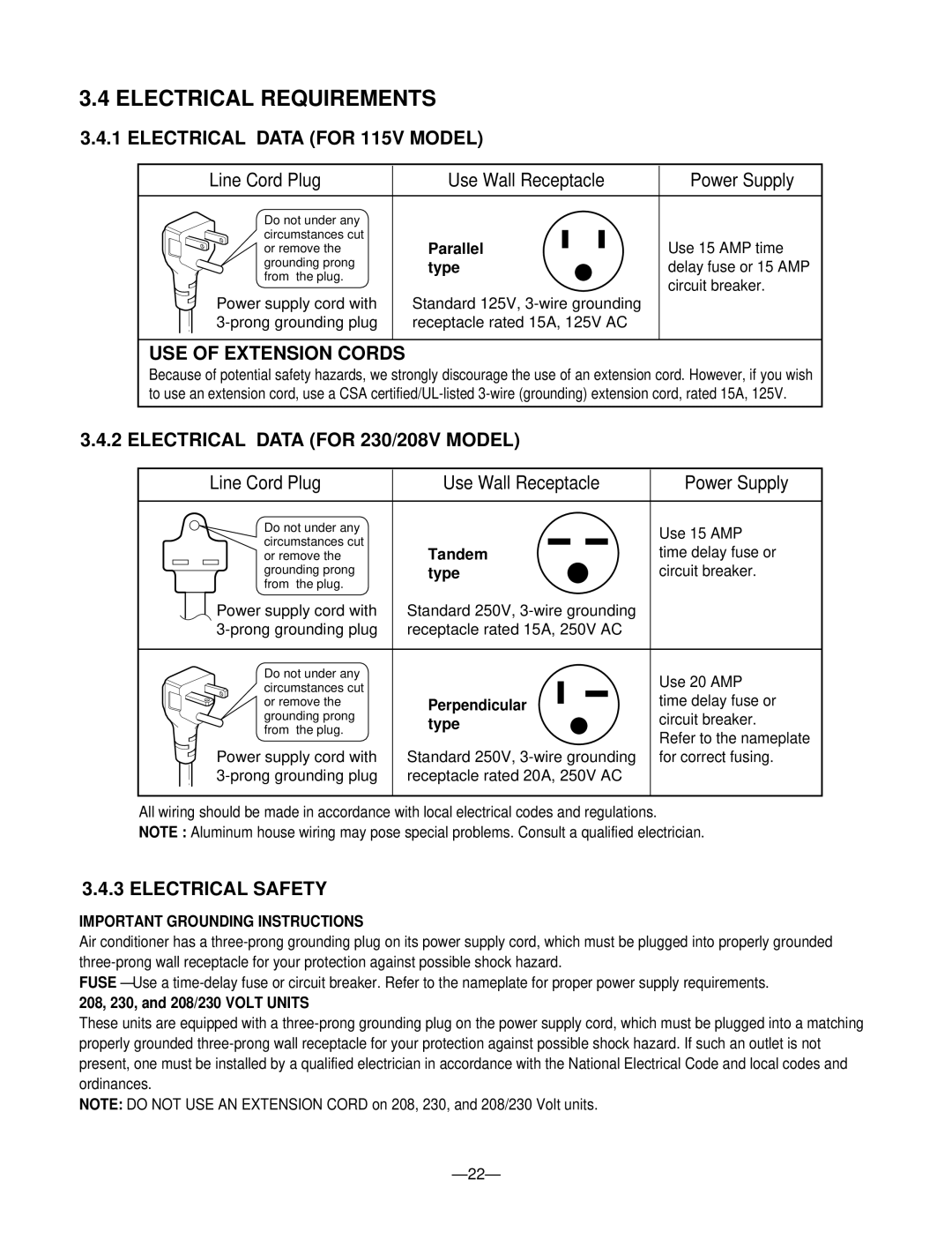 Heat Controller BDE-103 Electrical Requirements, Electrical Data for 115V Model, USE of Extension Cords, Electrical Safety 