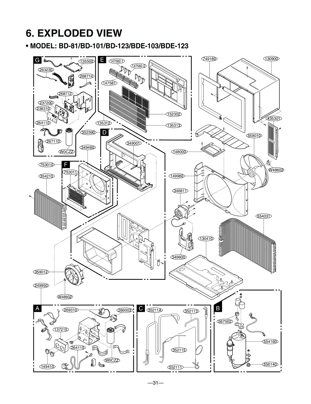 Heat Controller manual Exploded View, Model BD-81/BD-101/BD-123/BDE-103/BDE-123 