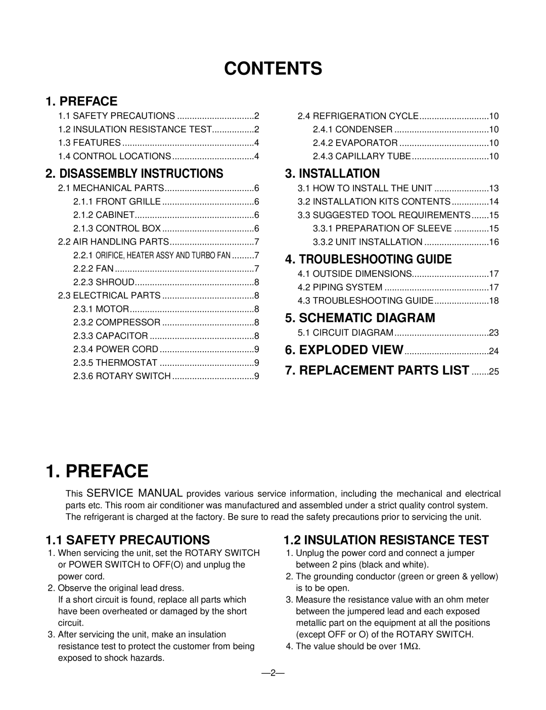 Heat Controller BDE-123-A, BDE-103-A service manual Contents, Preface 