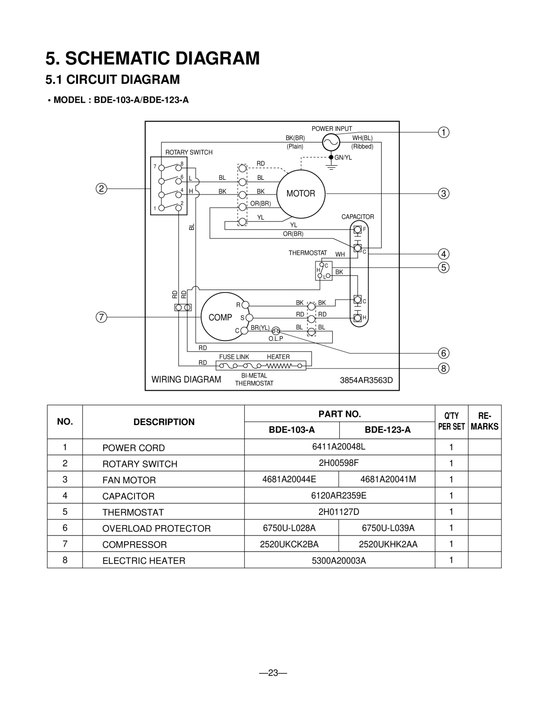 Heat Controller BDE-103-A, BDE-123-A service manual Schematic Diagram, Circuit Diagram 