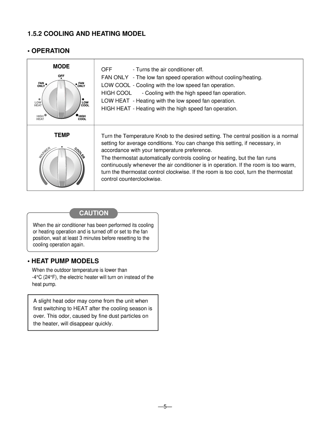 Heat Controller BDE-103-A, BDE-123-A service manual Cooling and Heating Model Operation, Heat Pump Models 