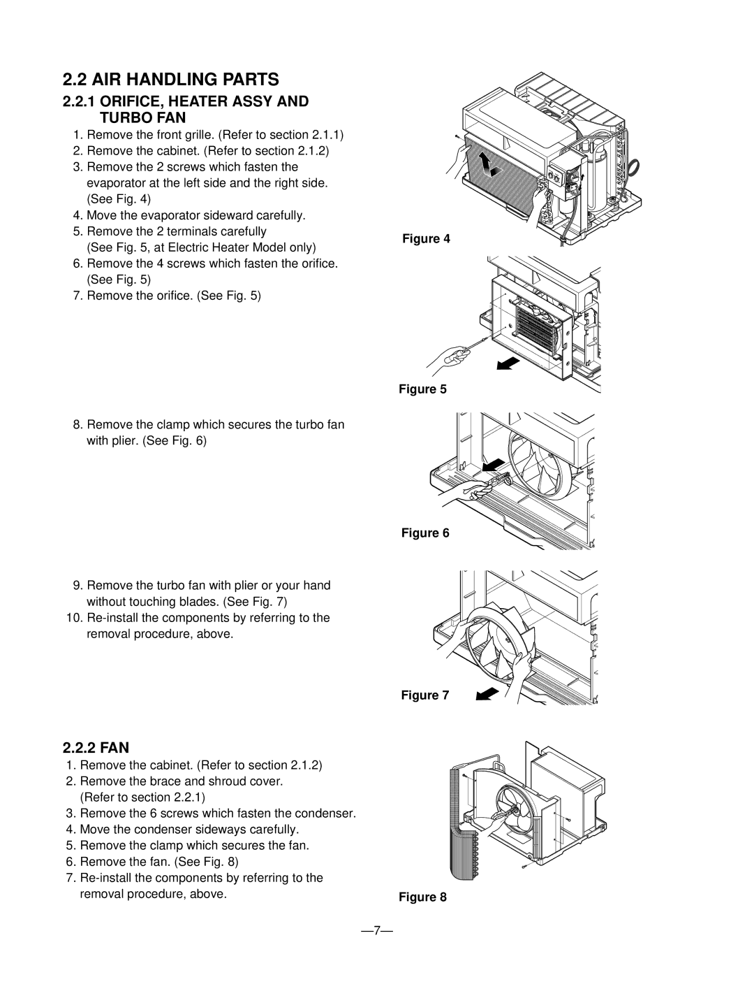 Heat Controller BDE-103-A, BDE-123-A service manual AIR Handling Parts, ORIFICE, Heater Assy and Turbo FAN, 2 FAN 