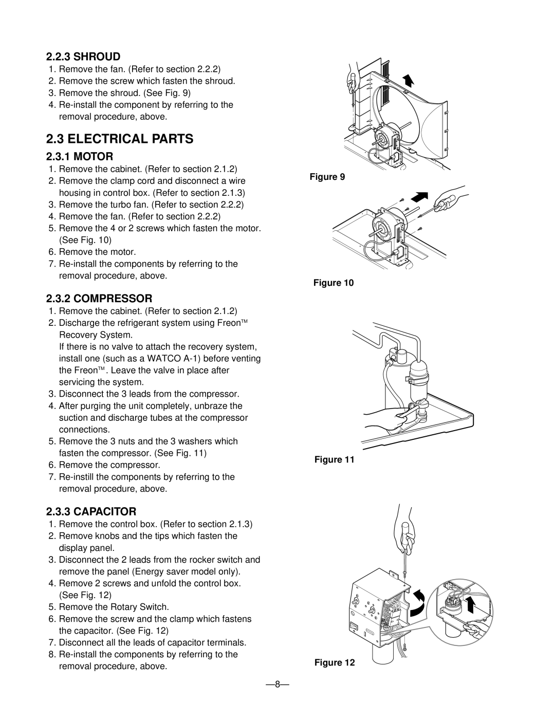 Heat Controller BDE-123-A, BDE-103-A service manual Electrical Parts, Shroud, Motor, Compressor, Capacitor 