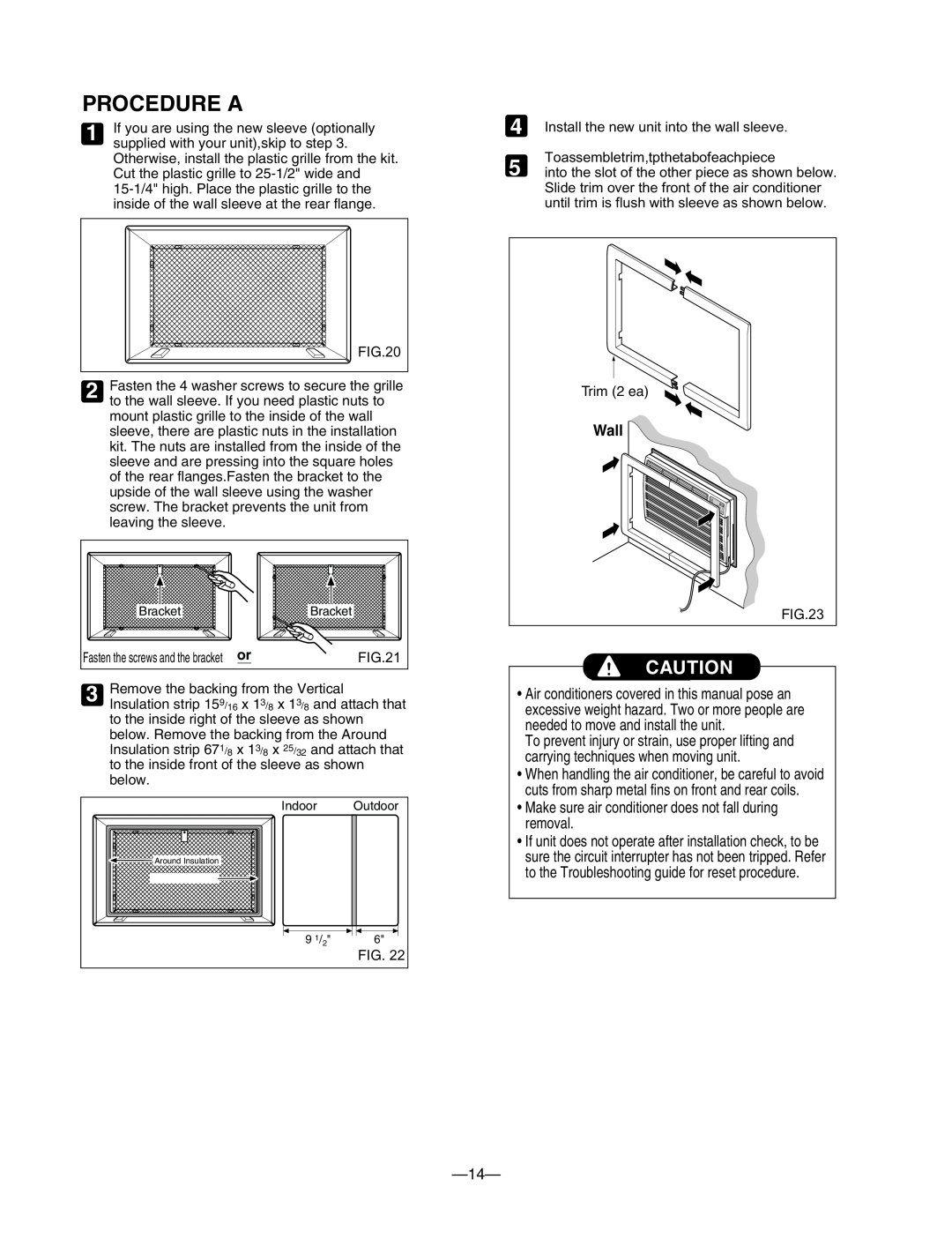 Heat Controller BG-103A service manual Procedure A, Wall 