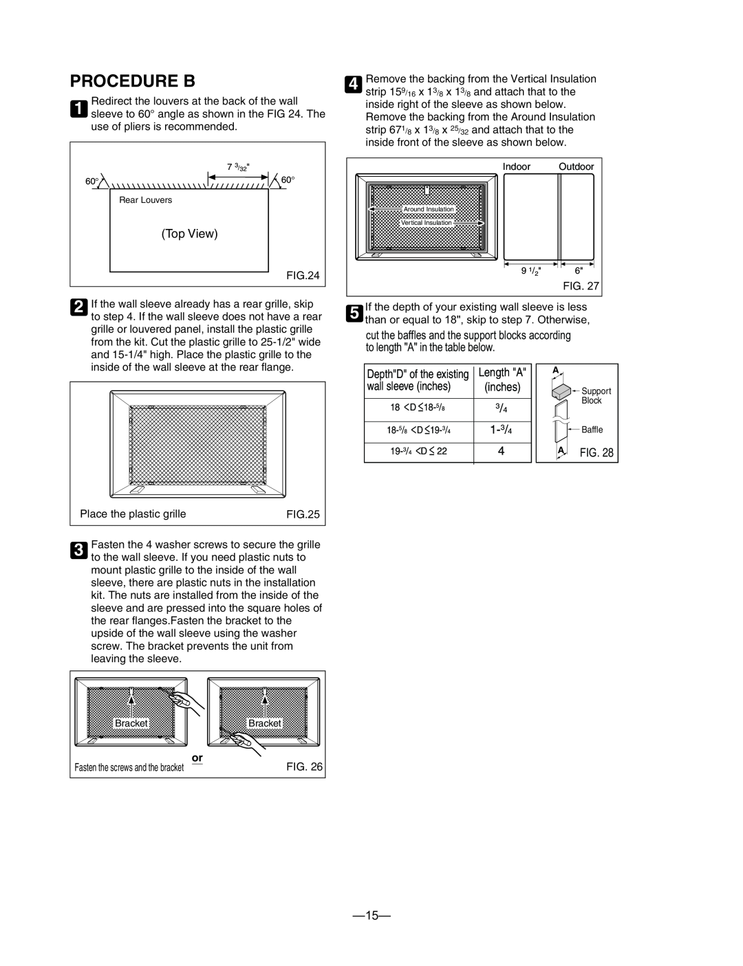Heat Controller BG-103A service manual Procedure B, Afig, Top View, wall sleeve inches, 1-3/4 