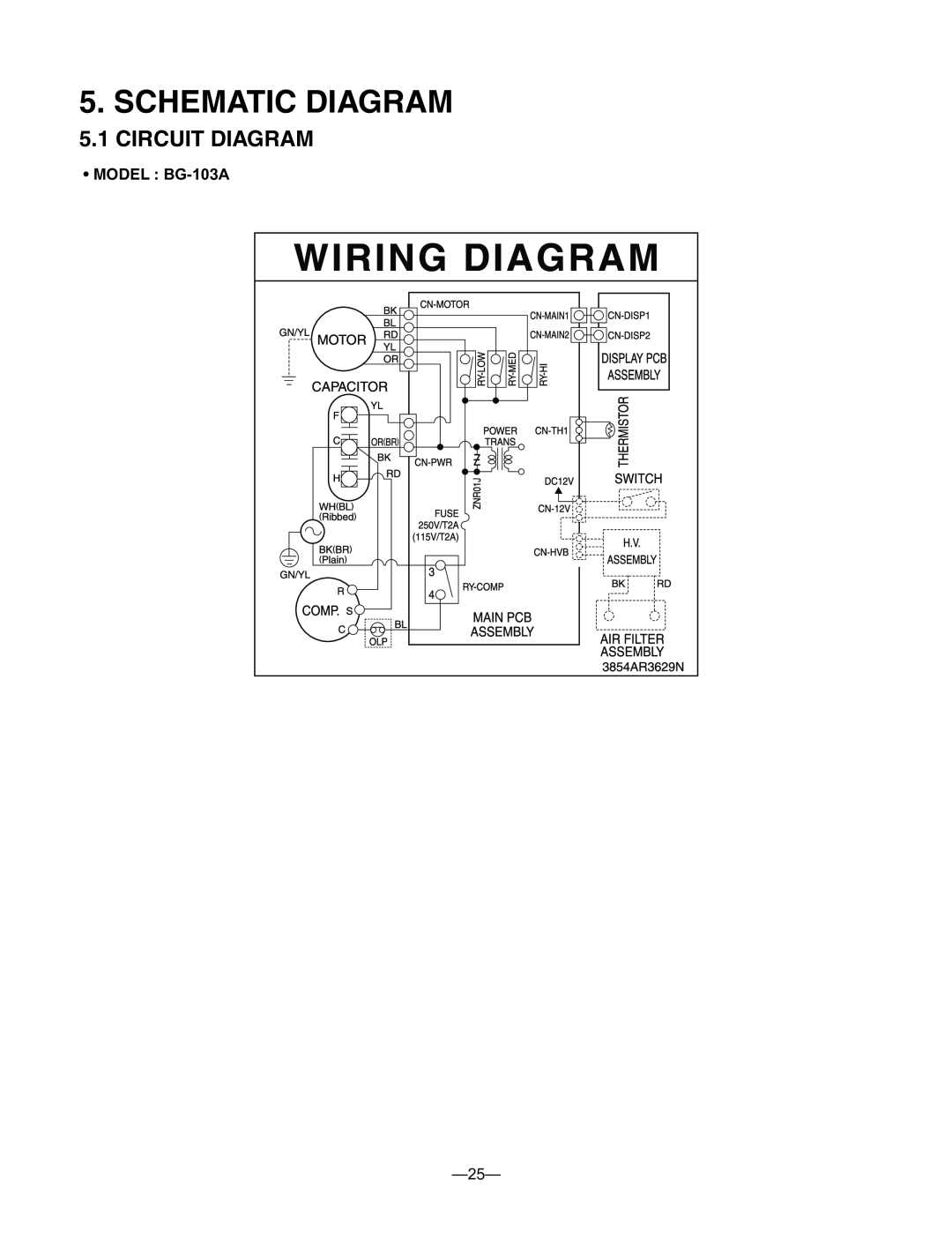 Heat Controller service manual Schematic Diagram, Circuit Diagram, MODEL BG-103A 