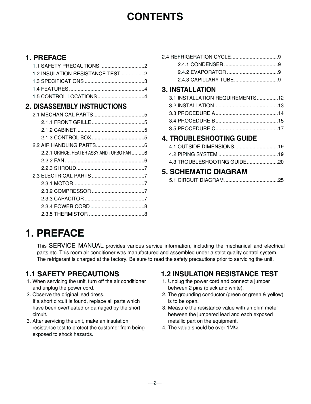 Heat Controller BG-101A, BG-81A, BG-123A service manual Contents, Preface 