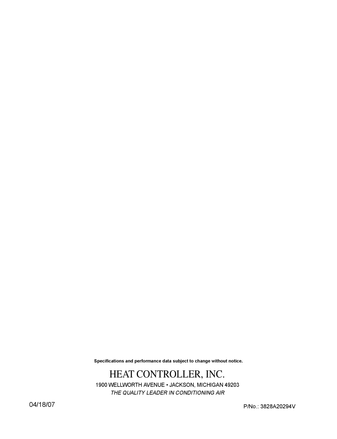 Heat Controller BG-101A, BG-81A, BG-123A service manual Heat CONTROLLER, INC 