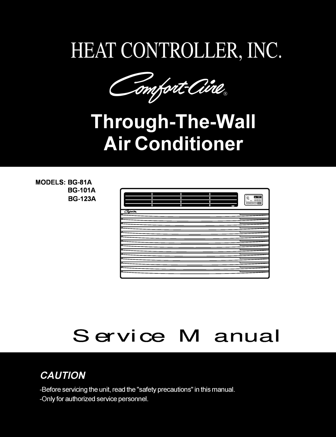Heat Controller BG-123A, BG-81A, BG-101A service manual Heat Controller, Inc, Through-The-Wall Air Conditioner 