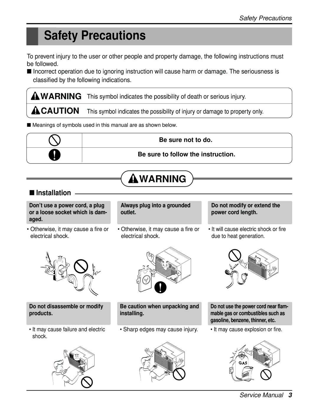 Heat Controller BGE-103A, BGE-123A service manual Safety Precautions, Installation 