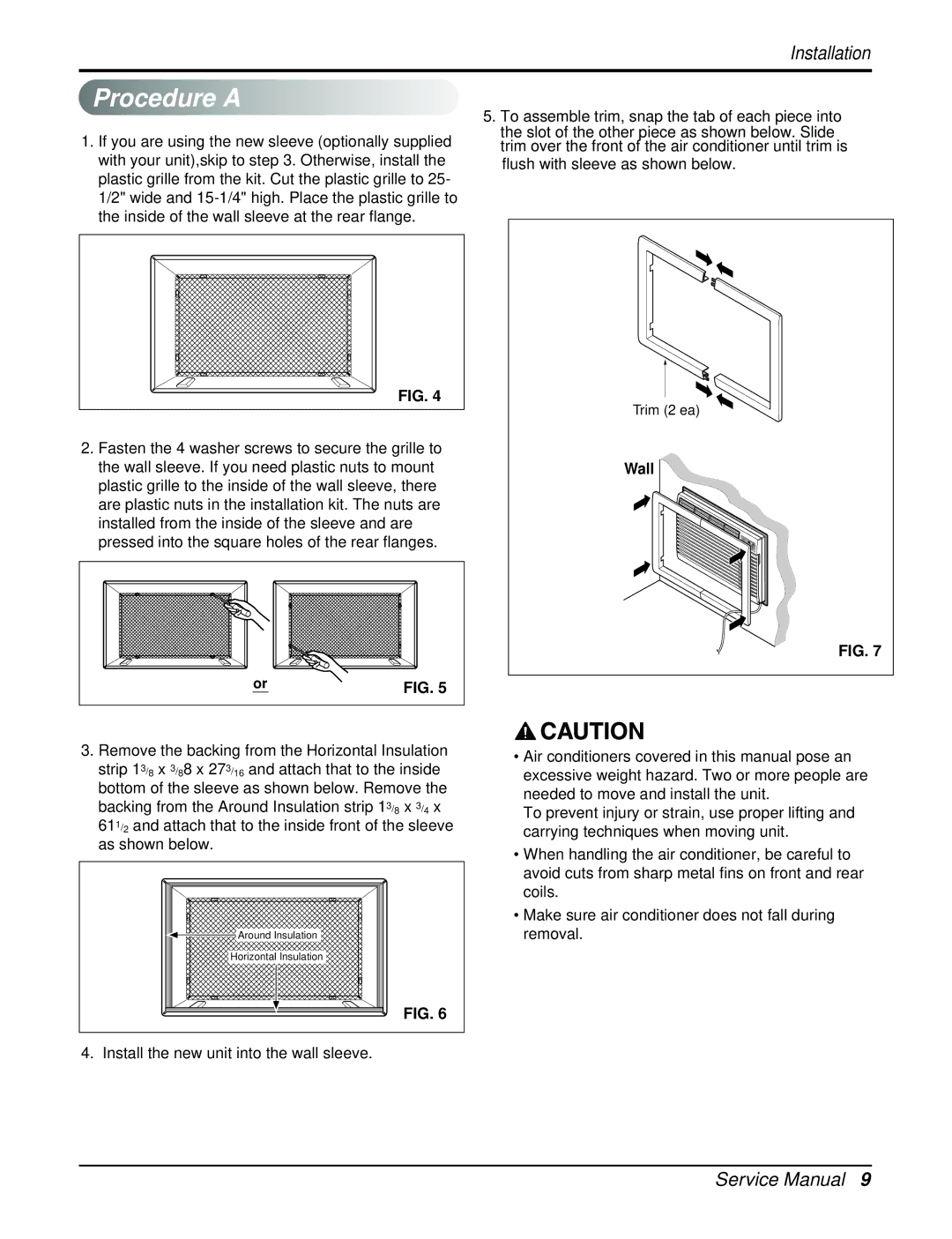 Heat Controller BGE-103A, BGE-123A service manual Procedure a, Wall 