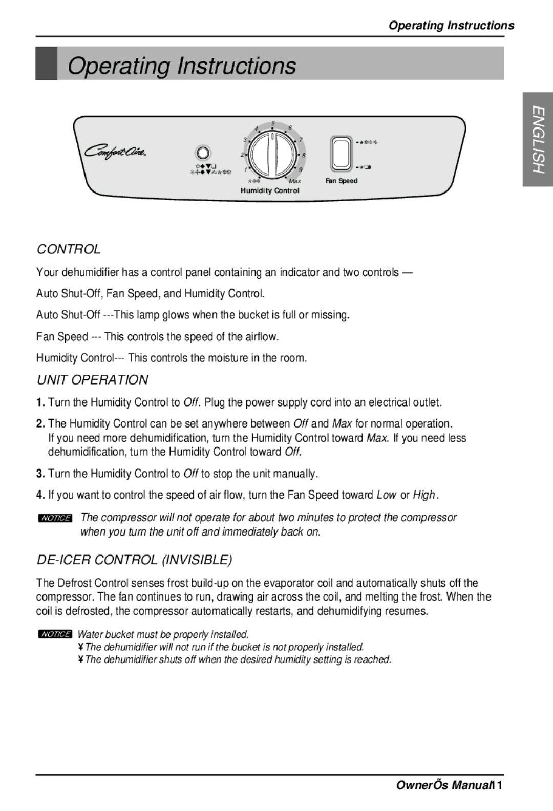 Heat Controller BHD-301 manual Operating Instructions, Control 