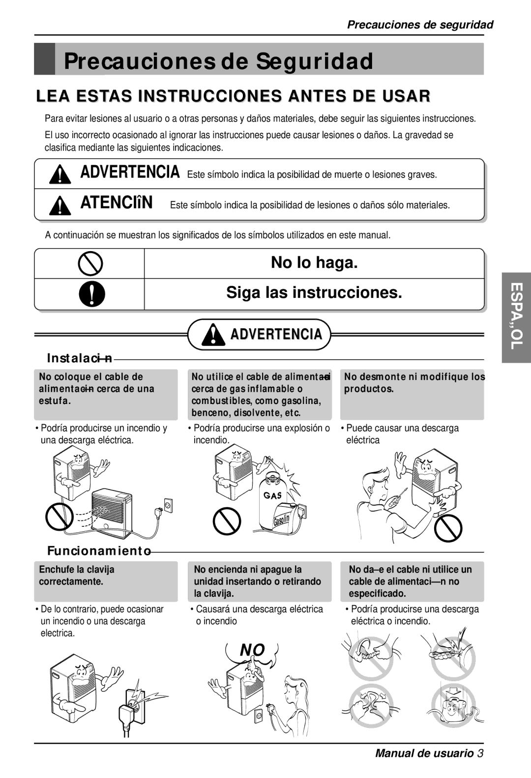 Heat Controller BHD-301 manual Precauciones de Seguridad, Instalació n, Funcionamiento, No coloque el cable de 