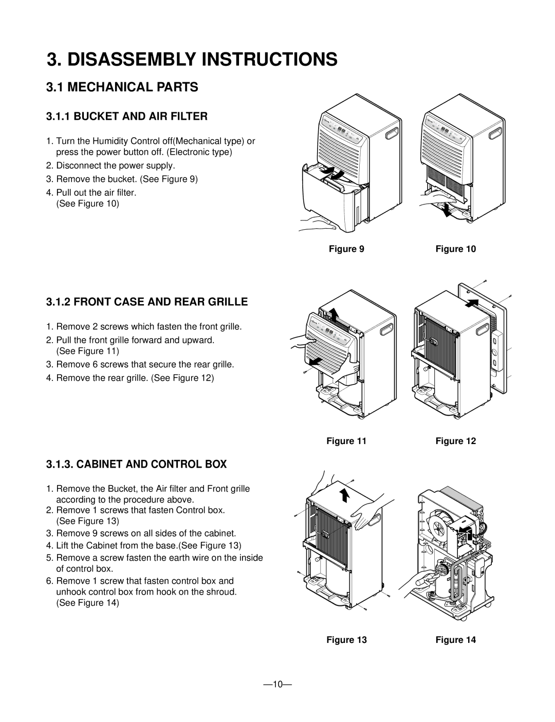 Heat Controller BHD-651-C, BHD-501-B, BHD-301-C Bucket and AIR Filter, Front Case and Rear Grille, Cabinet and Control BOX 