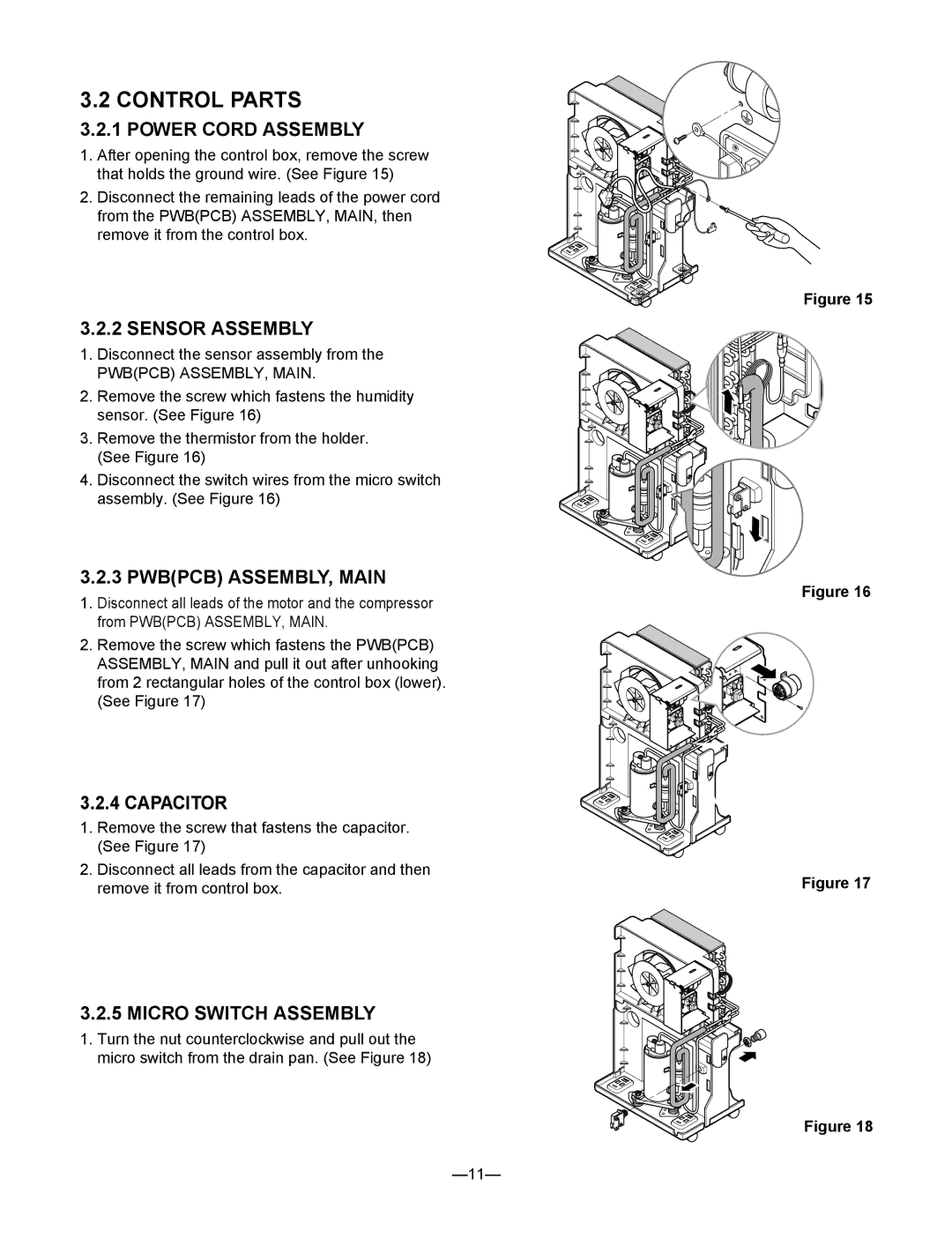 Heat Controller BHD-301-C, BHD-501-B, BHD-651-C service manual Control Parts, Power Cord Assembly 