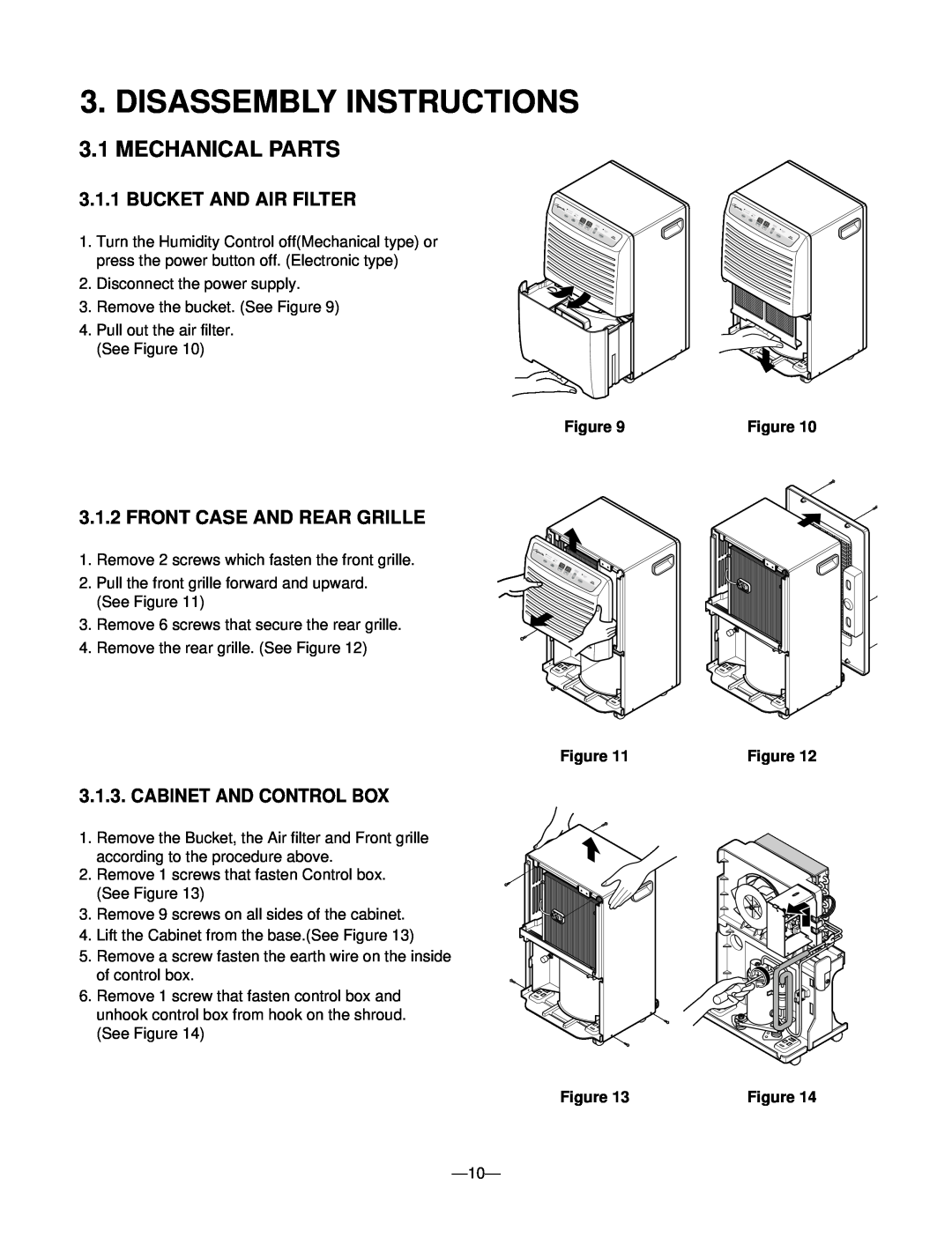 Heat Controller BHD-651-C Disassembly Instructions, Mechanical Parts, Bucket And Air Filter, Front Case And Rear Grille 