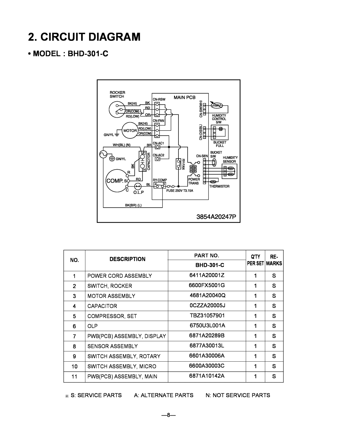 Heat Controller BHD-501-B, BHD-651-C service manual Circuit Diagram, MODEL BHD-301-C, Description 