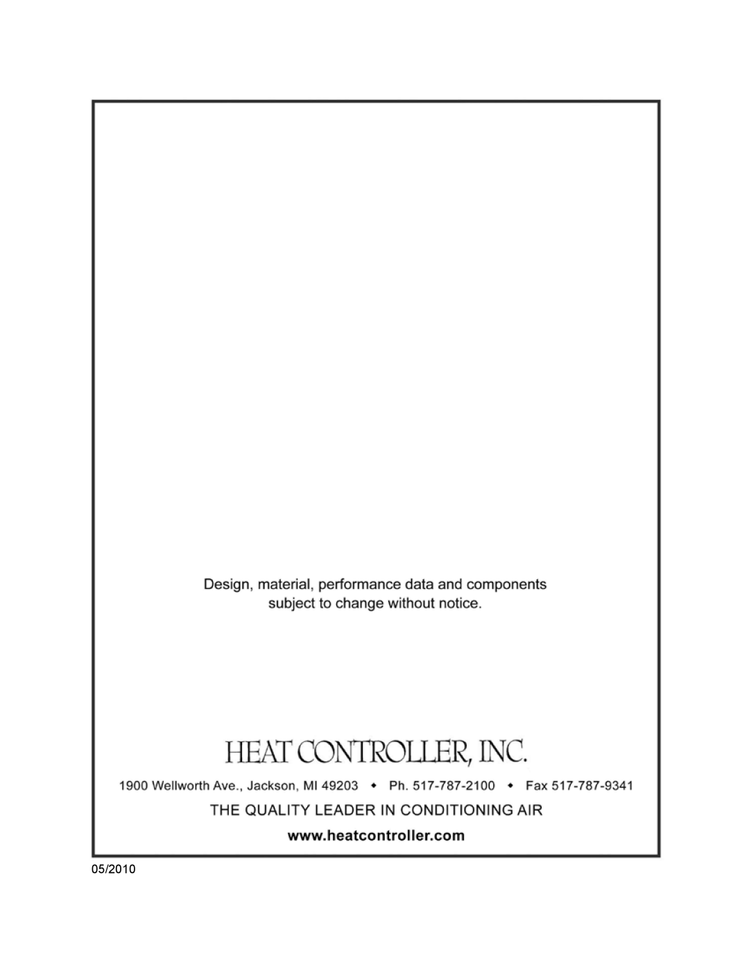 Heat Controller BHD-301-G, BHD-501-G, BHD-651-G service manual 05/2010 