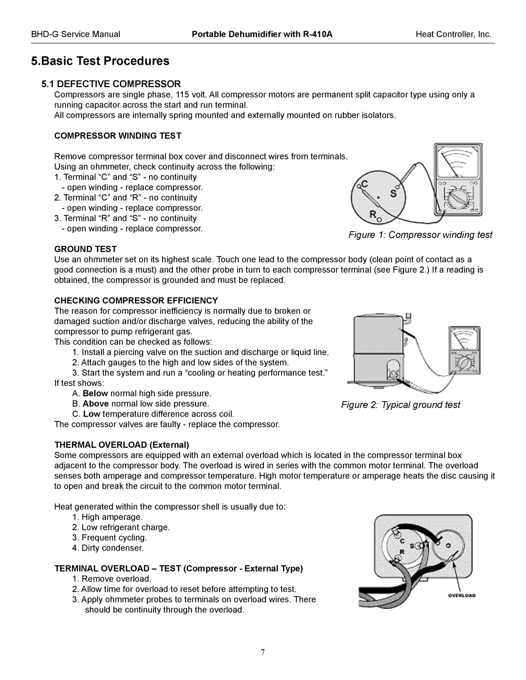 Heat Controller BHD-301-G Defective Compressor, Compressor Winding Test, Ground Test, Checking Compressor Efficiency 