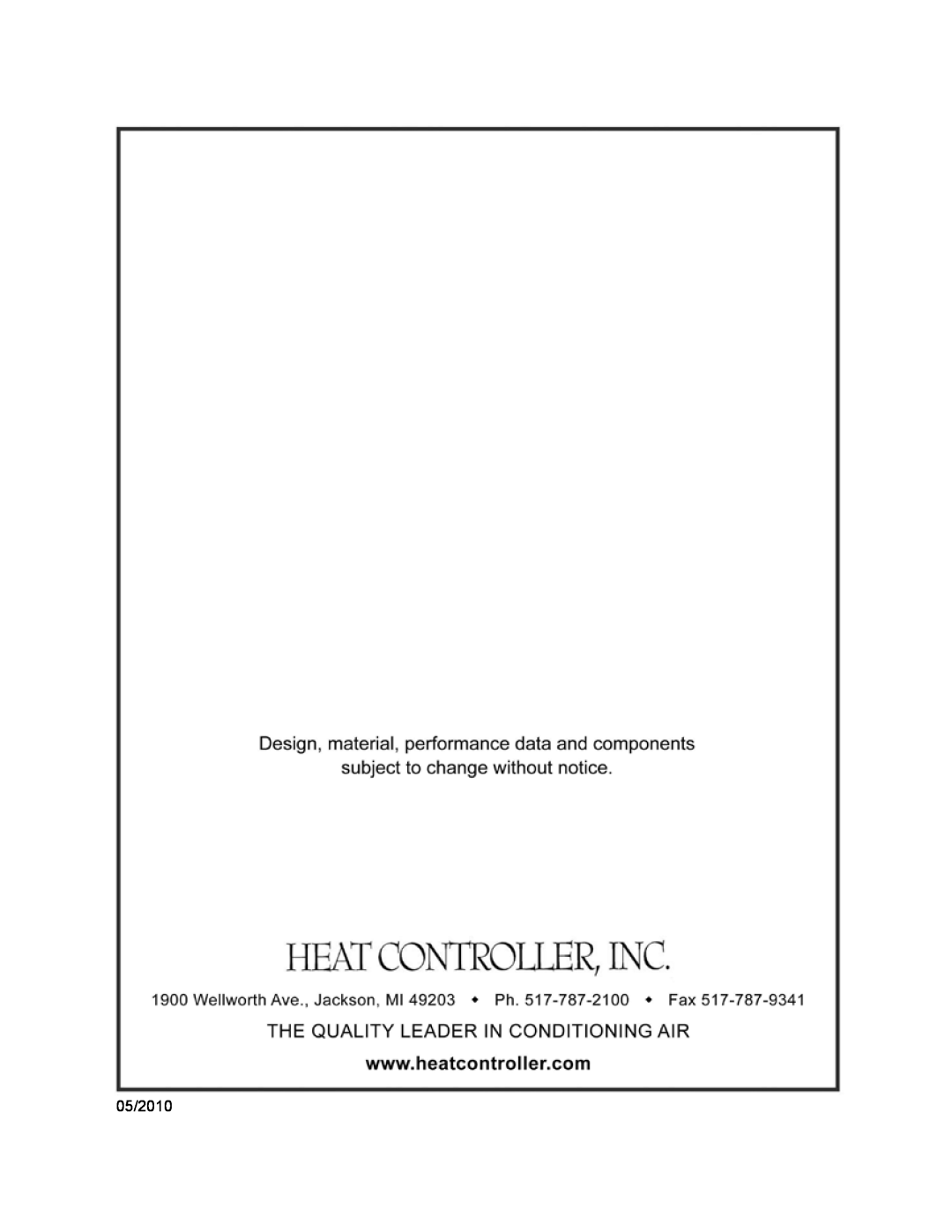 Heat Controller BHD-301-G, BHD-501-G, BHD-651-G service manual 05/2010 
