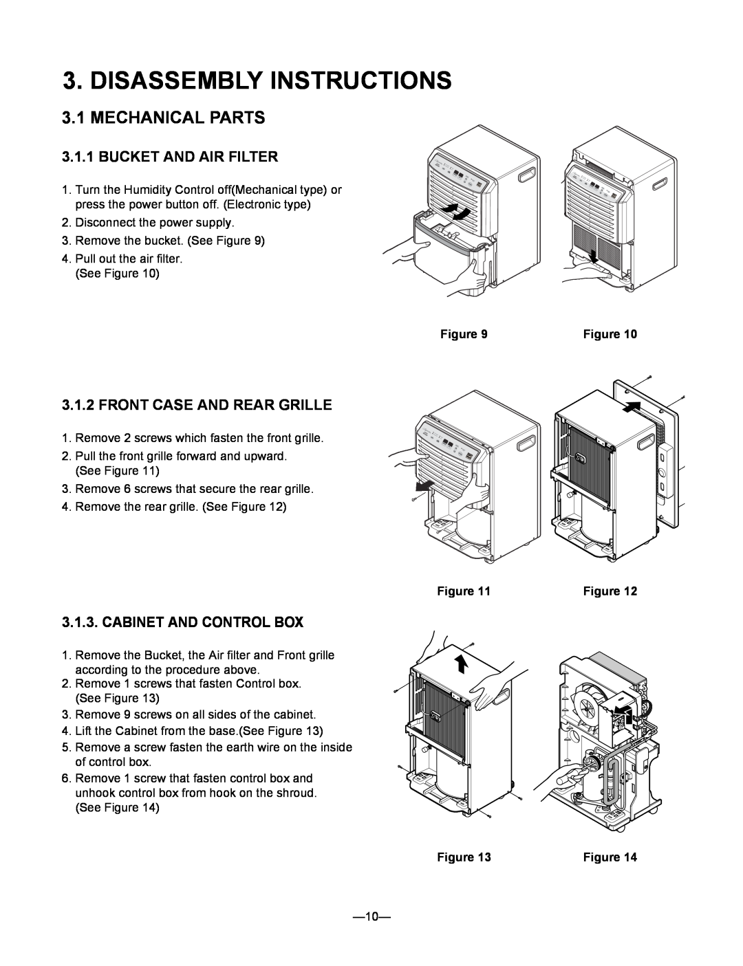 Heat Controller BHD-301-D Disassembly Instructions, Mechanical Parts, Bucket And Air Filter, Front Case And Rear Grille 