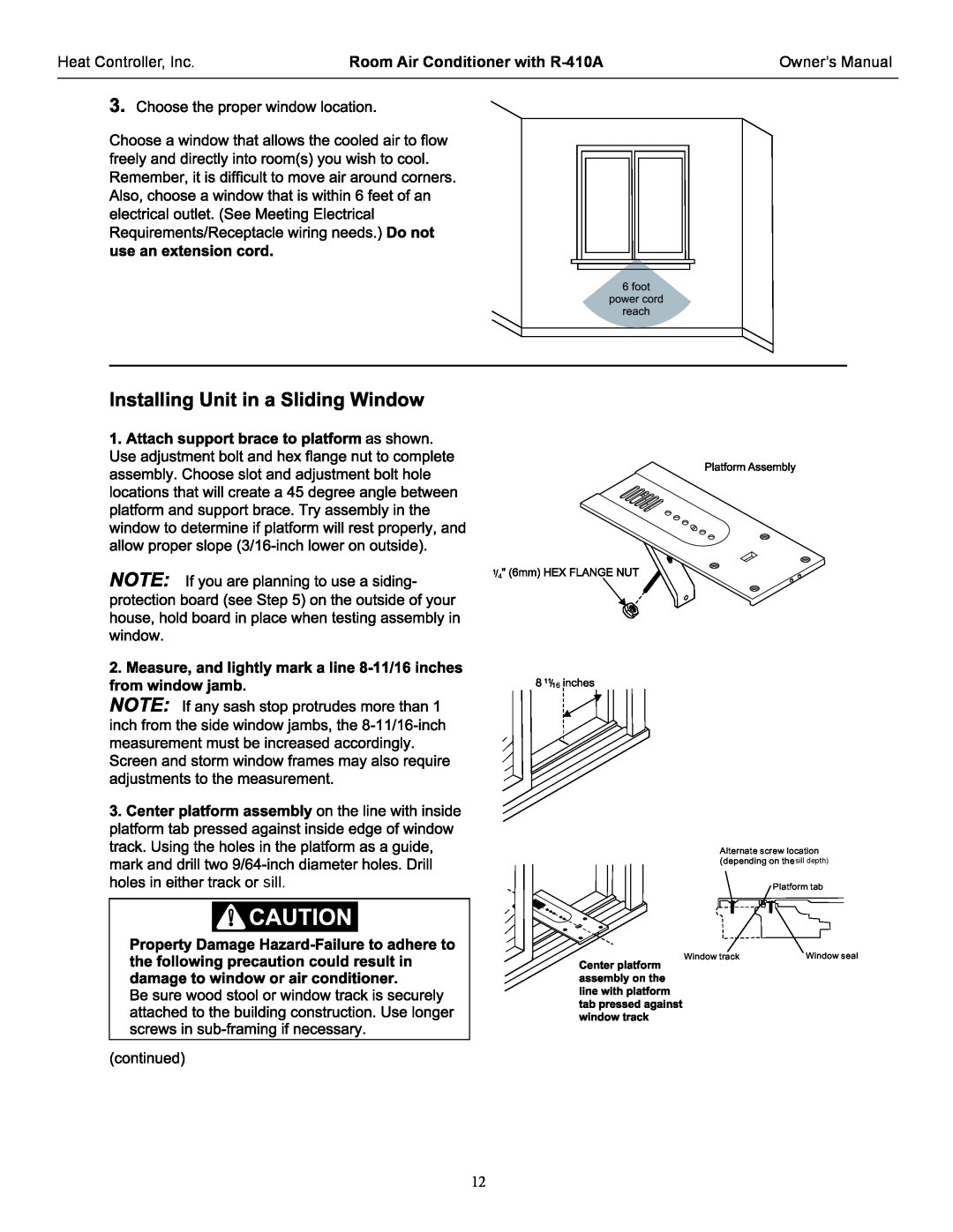 Heat Controller CD-121J Room Air Conditioner with R-410A, Alternatescrewlocation, Platformtab, Windowtrack, Windowseal 