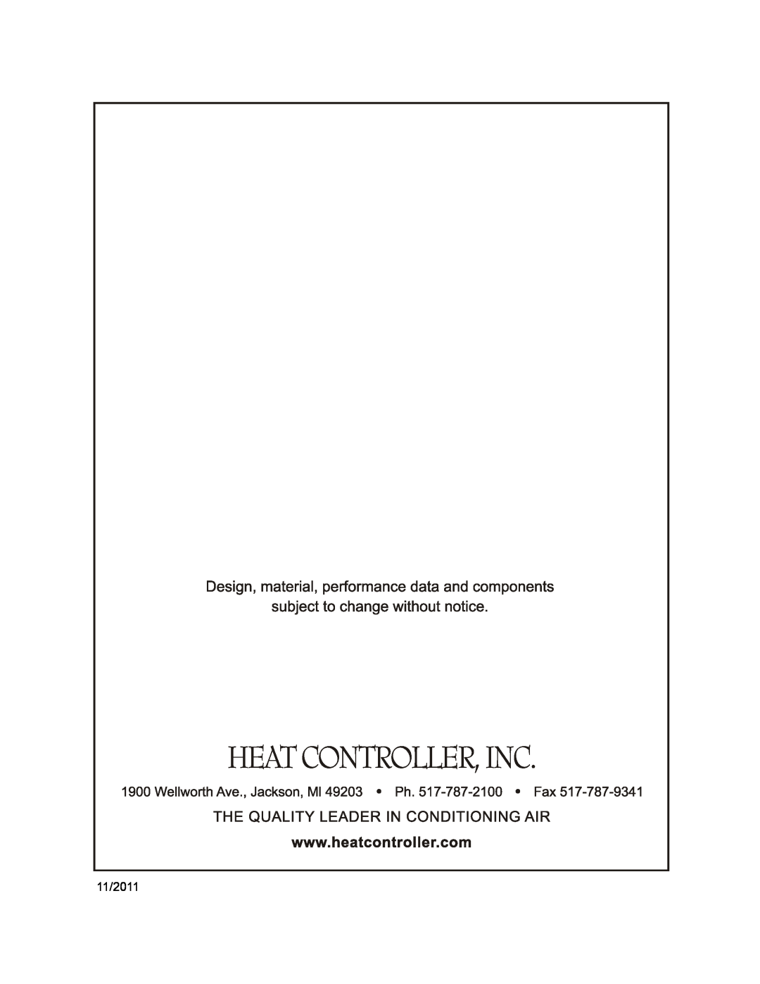 Heat Controller CD-121J, CD-101J manual 11/2011 