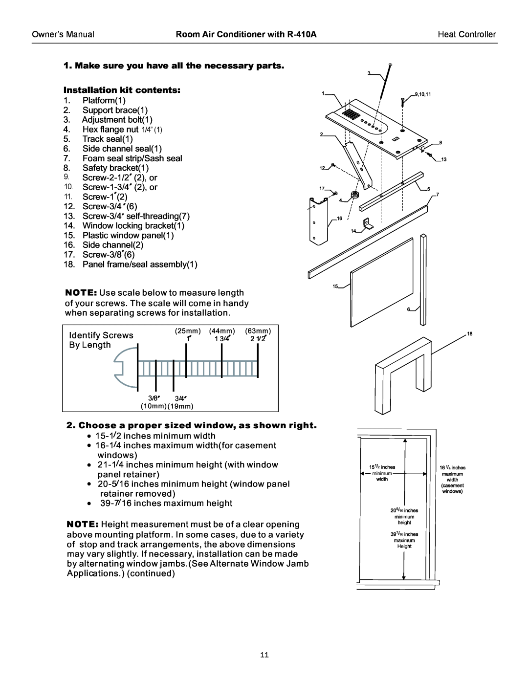 Heat Controller CD-101L Makesureyouhaveallthenecessaryparts, Installationkitcontents 1.Platform1 2.Supportbrace1, ByLength 