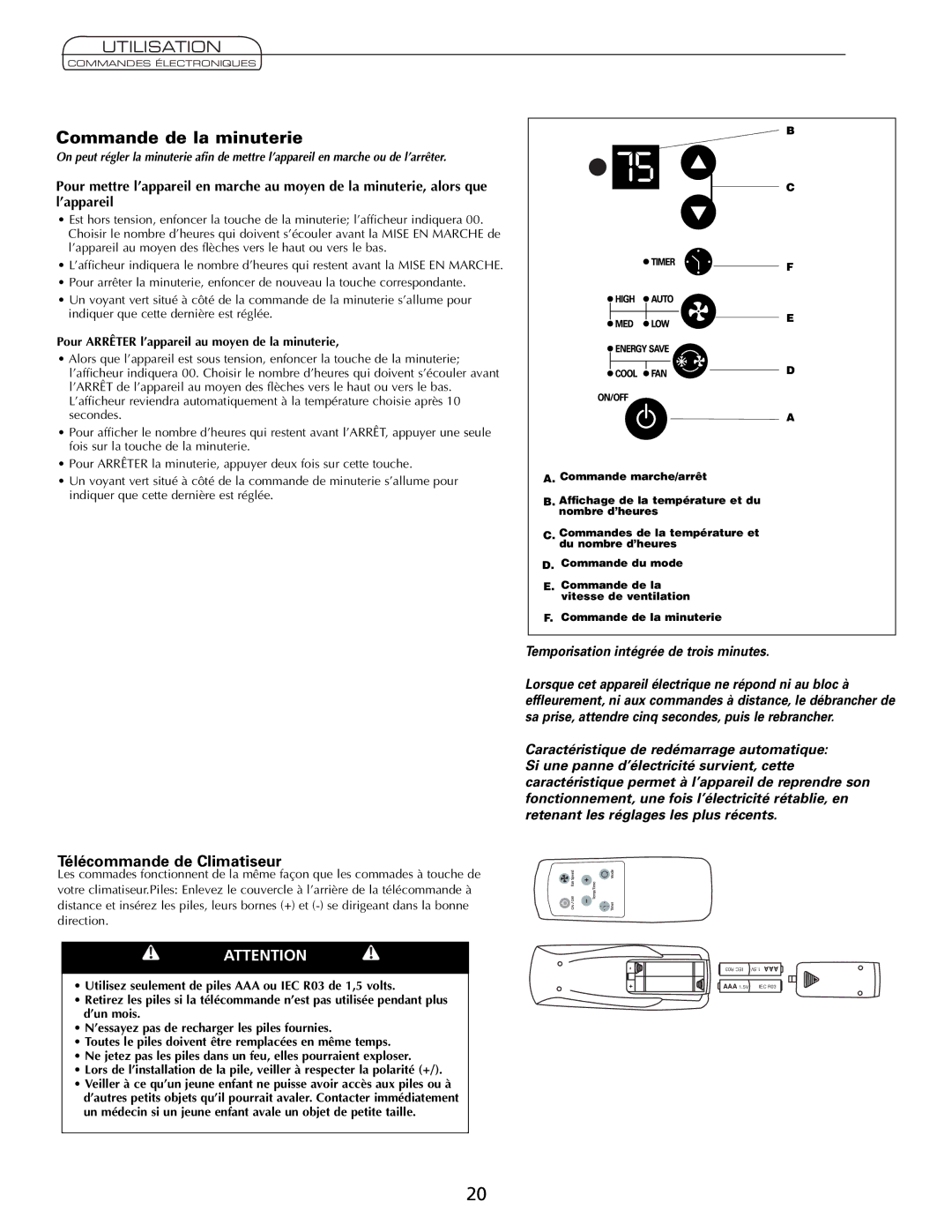 Heat Controller Comfort Air Commande de la minuterie, Télécommande de Climatiseur, Temporisation intégrée de trois minutes 