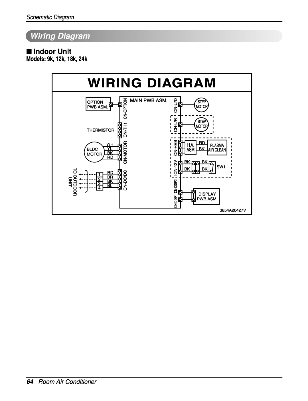 Heat Controller DMC18SB-1 Wiring Diagram, Indoor Unit, 64Room Air Conditioner, Schematic Diagram, Models 9k, 12k, 18k, 24k 