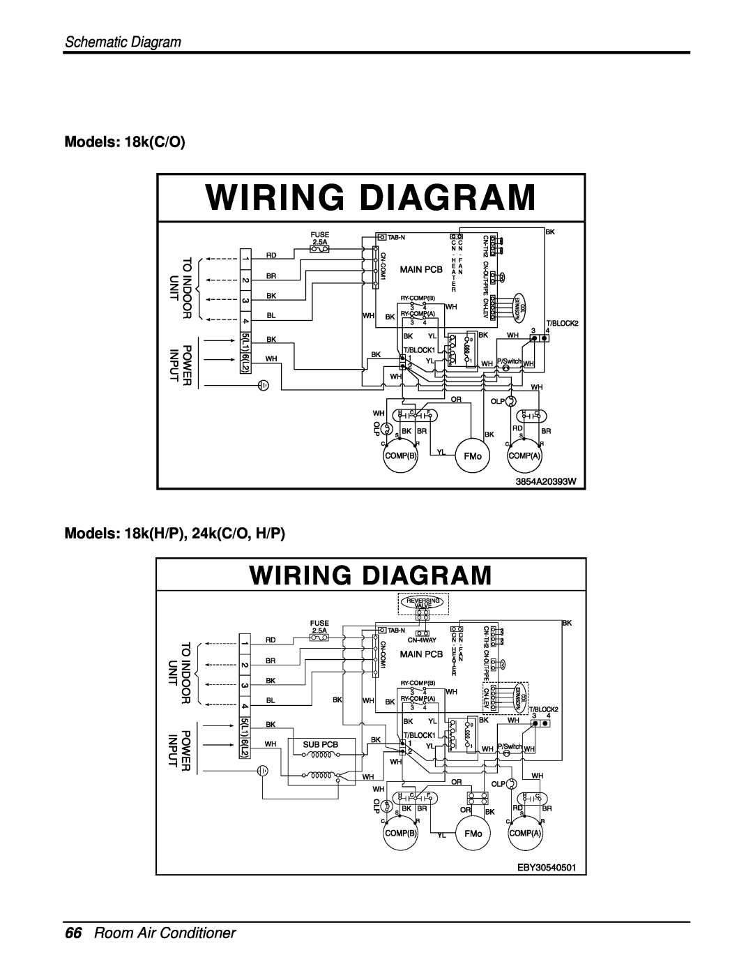 Heat Controller DMC09SB-0, DMC18SB-1 Models 18kC/O, Models 18kH/P, 24kC/O, H/P, 66Room Air Conditioner, Schematic Diagram 