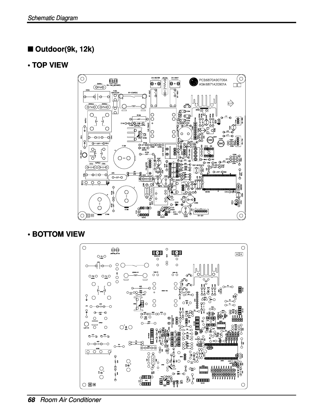 Heat Controller DMH24SB-1, DMC18SB-1 Outdoor9k, 12k TOP VIEW BOTTOM VIEW, 68Room Air Conditioner, Schematic Diagram 