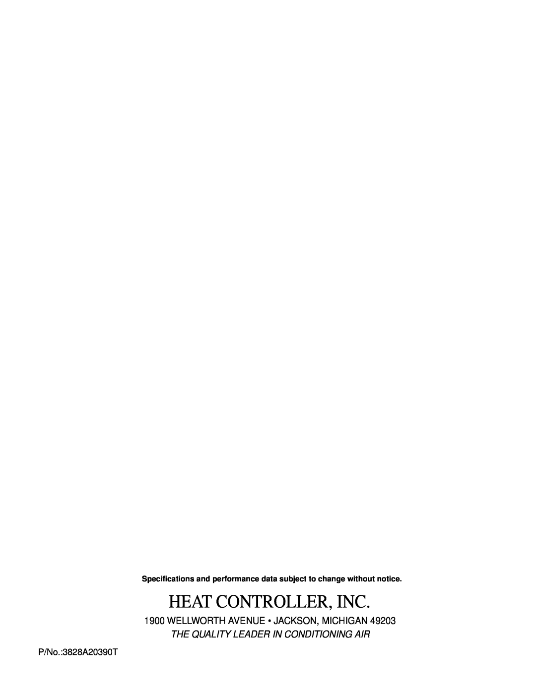 Heat Controller DMC12SB-0 Heat Controller, Inc, Wellworth Avenue Jackson, Michigan, The Quality Leader In Conditioning Air 