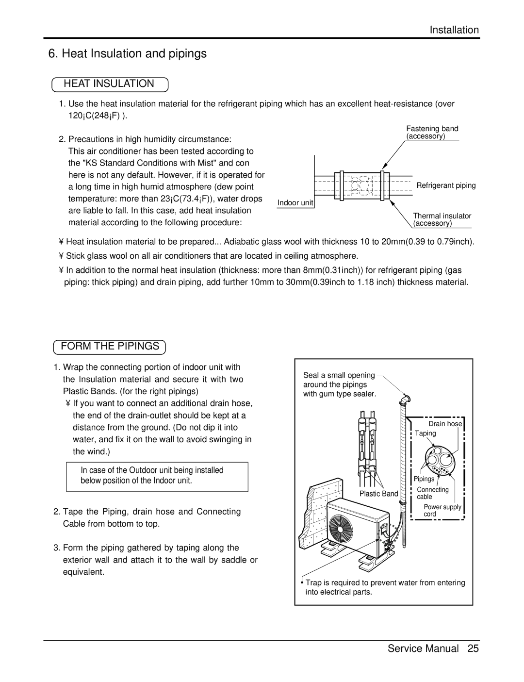 Heat Controller DMC36CA-1, DMC24CA-1 manual Heat Insulation and pipings 