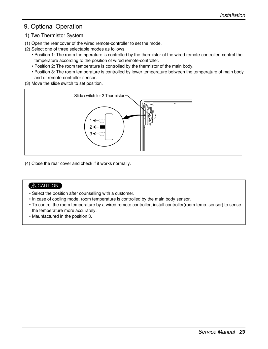 Heat Controller DMC36CA-1, DMC24CA-1 manual Optional Operation, Two Thermistor System 