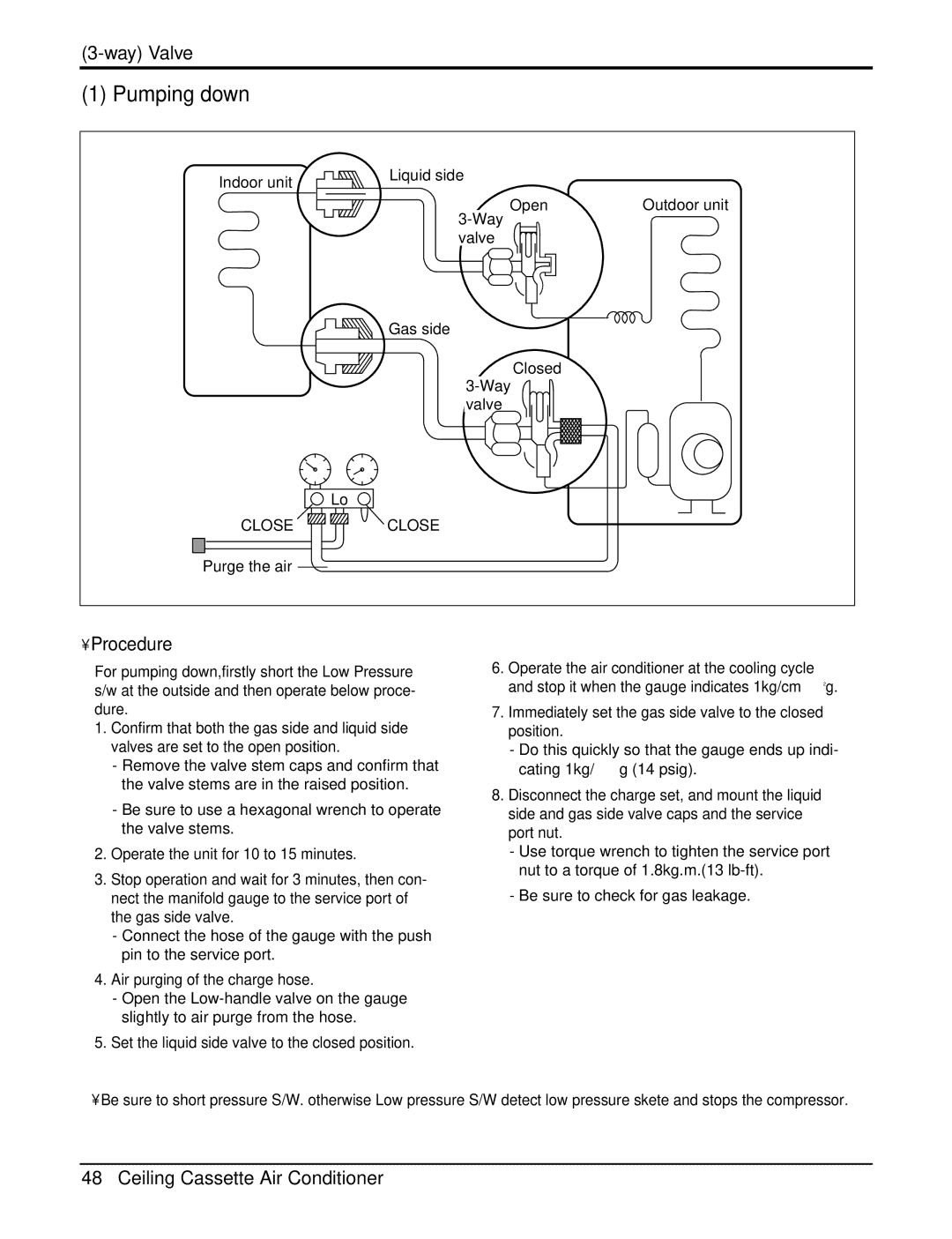 Heat Controller DMC24CA-1, DMC36CA-1 manual Pumping down, Procedure, Air purging of the charge hose 