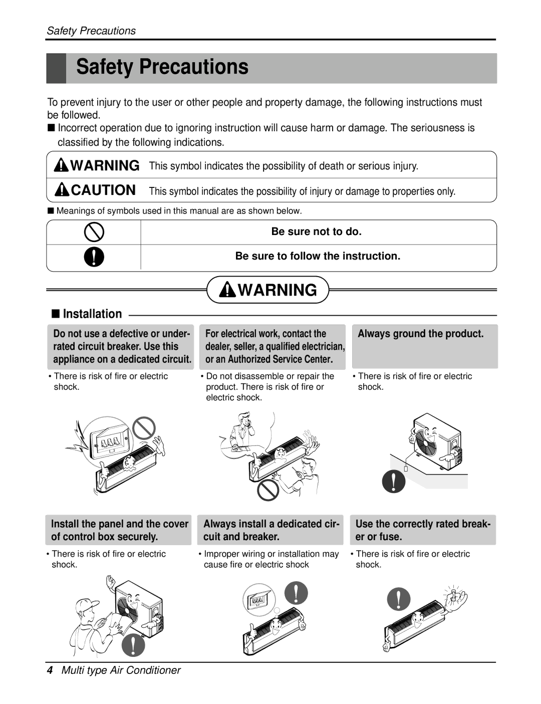 Heat Controller DMC24DB-1, DMH24DB-1 Safety Precautions, Installation, Be sure not to do Be sure to follow the instruction 