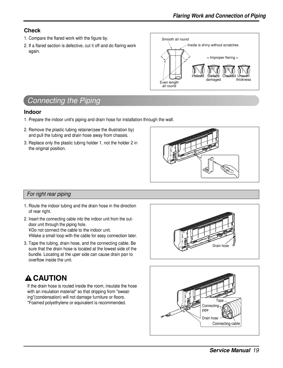 Heat Controller DMH24DB-1, DMC24DB-1 manual Connecting the Piping, Check, Indoor 