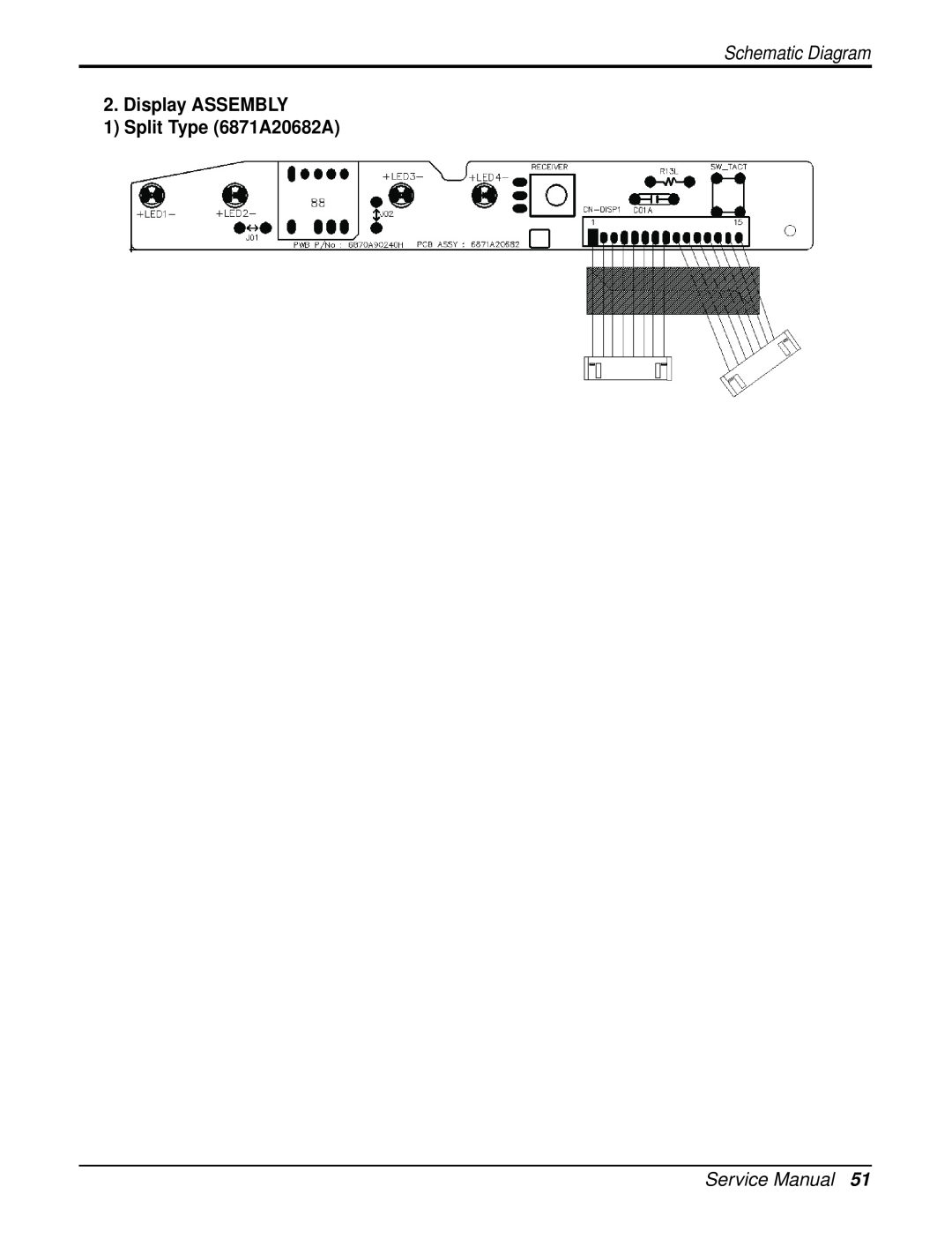 Heat Controller DMH18DB-1 manual Schematic Diagram, Display ASSEMBLY 1 Split Type 6871A20682A, Service Manual 
