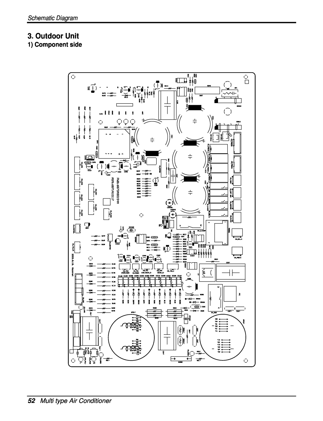 Heat Controller DMH18DB-1 manual Outdoor Unit, 52Multi type Air Conditioner, Schematic Diagram, Component side 