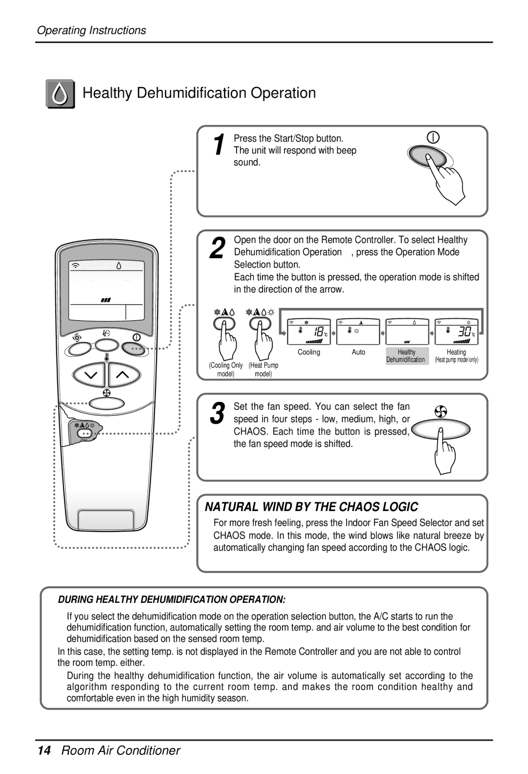 Heat Controller DMH36TB-1, DMC36TB-1 manual Healthy Dehumidification Operation, Sound, Fan speed mode is shifted 