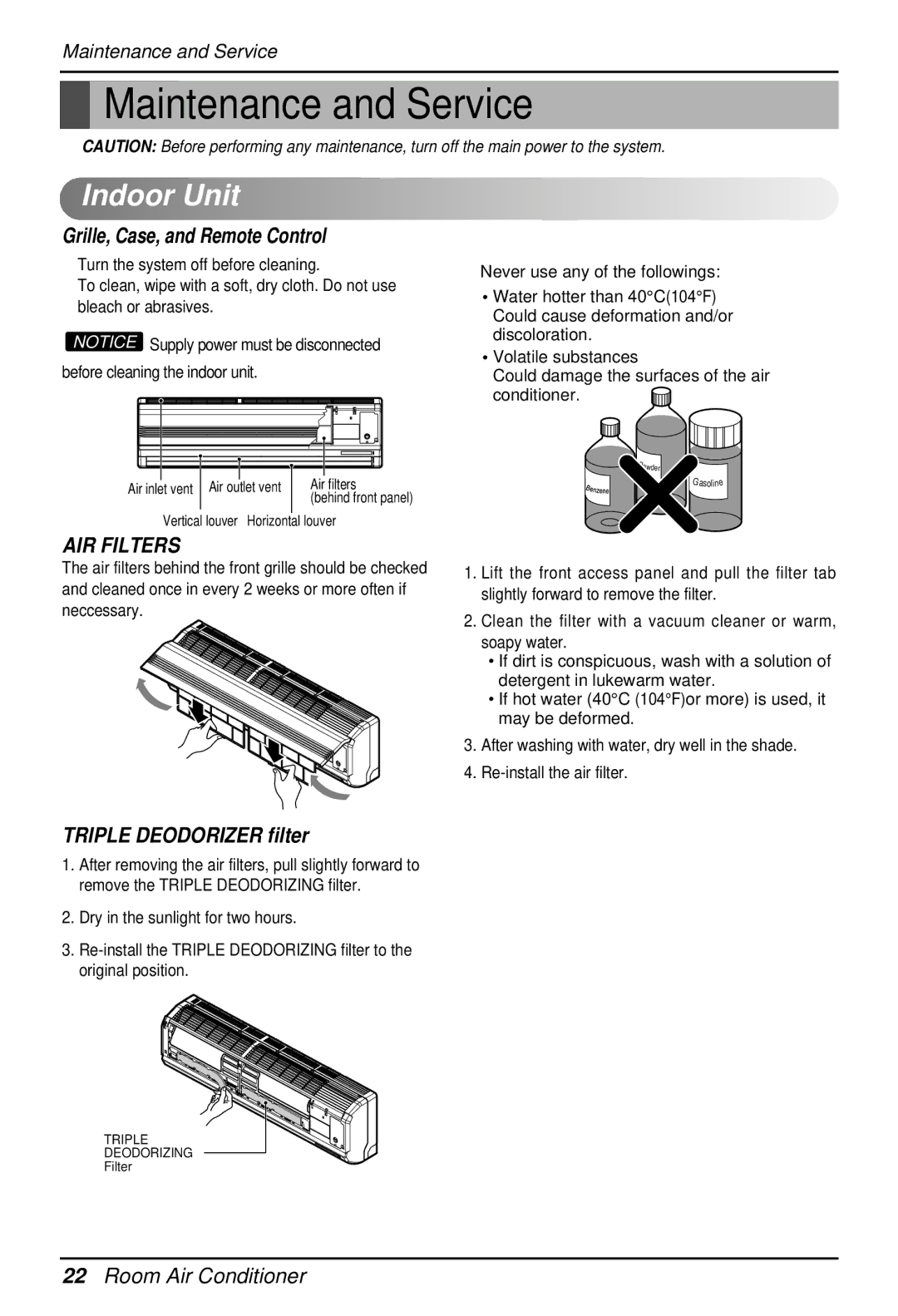 Heat Controller DMH36TB-1, DMC36TB-1 Maintenance and Service, Indoor Unit, Discoloration, Volatile substances, Conditioner 