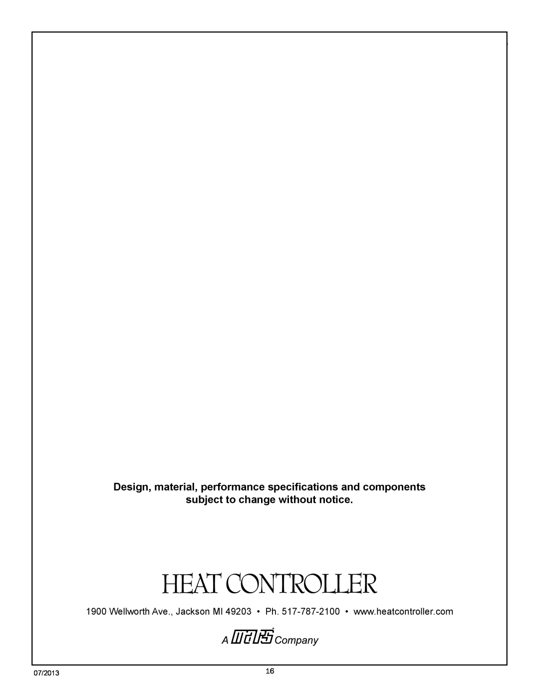 Heat Controller DVC/DVH SERIES manual subject to change without notice, DVC/DVH Remote Controller, Heat Controller, 07/2013 