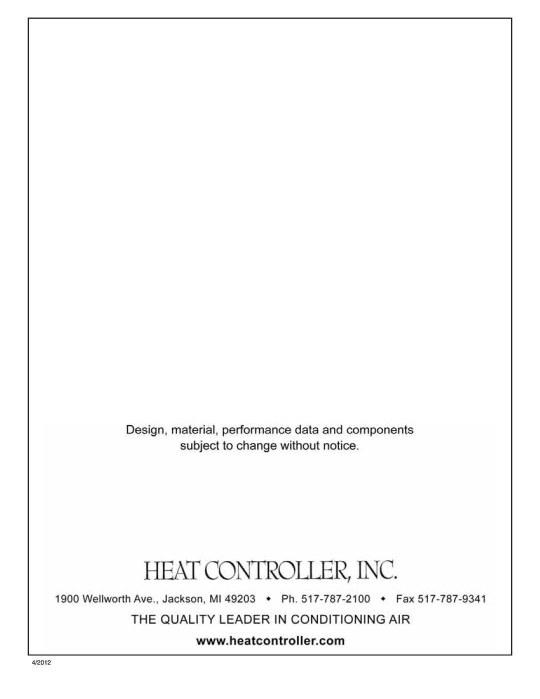 Heat Controller DXM2 manual 4/2012 