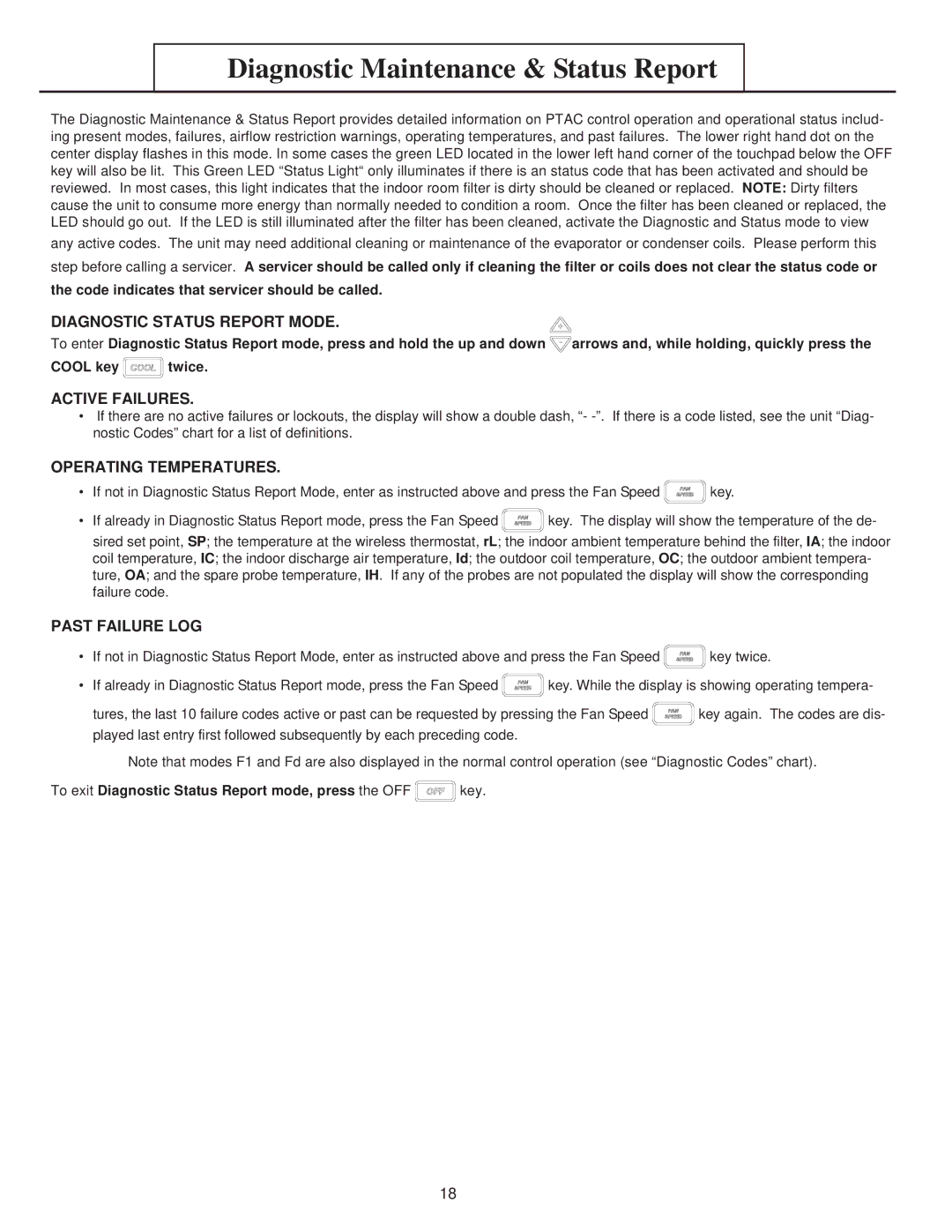 Heat Controller EKTH, EKTC manual Diagnostic Maintenance & Status Report, Diagnostic Status Report Mode, Active Failures 